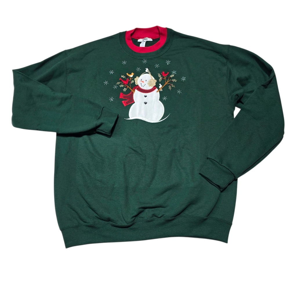 Country Store Green Snowman Christmas Sweatshirt Women's‎ Size L Long Sleeve - Picture 8 of 8